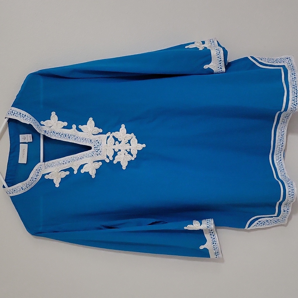 Chico's Turquoise  Embelished Tunic Blouse